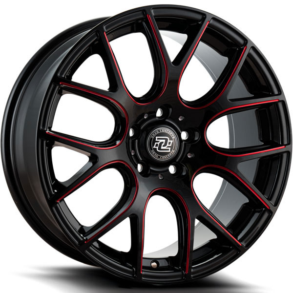 Drag Concepts R15 Gloss Black with Red Milled Spokes