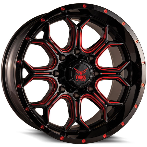 Force Off-Road F42 Gloss Black with Red Milled Spokes