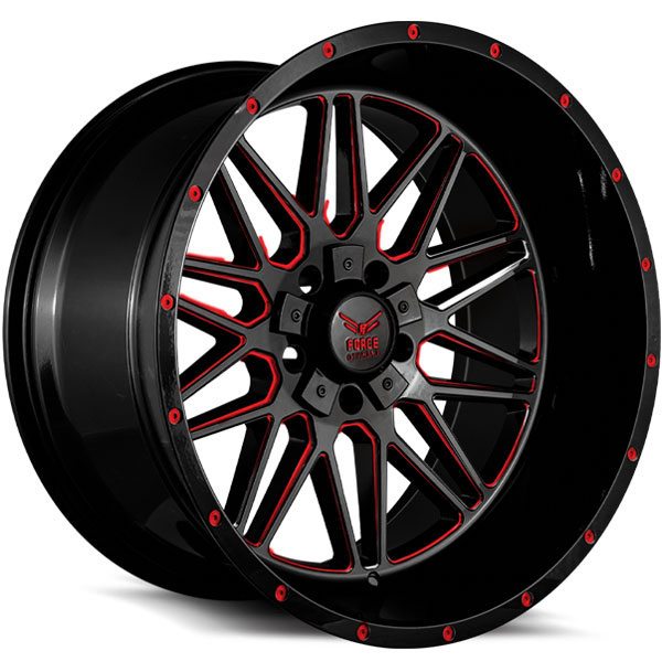 Force Off-Road F44 Gloss Black with Red Milled Spokes