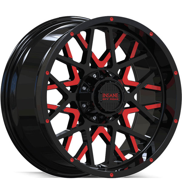 Insane Off-Road IO-10 Gloss Black with Red Milled Spokes