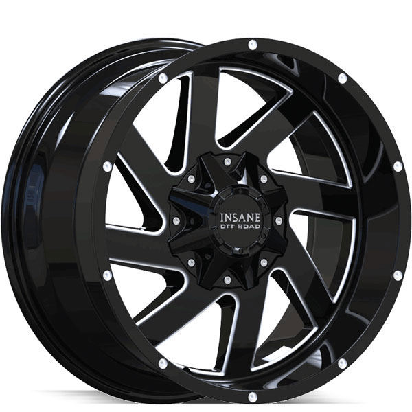 Insane Off-Road IO-12 Gloss Black with Milled Spokes