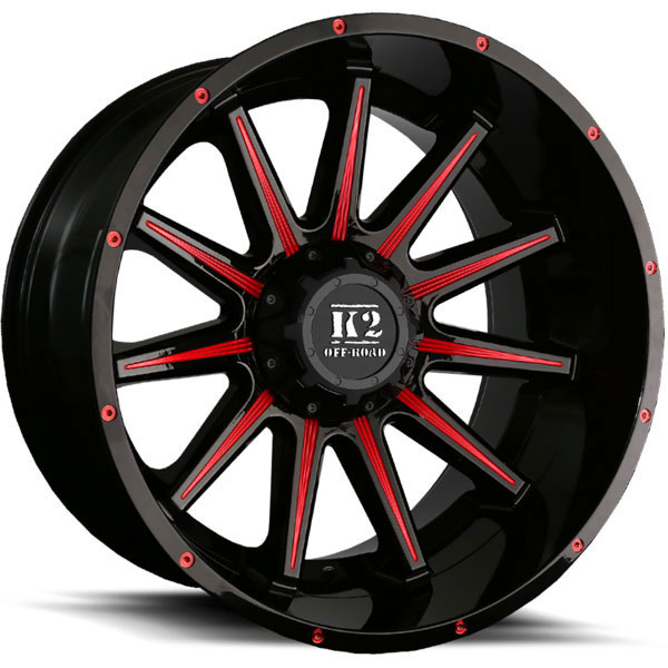 K2 OffRoad K10 Tanker Gloss Black with Red Milled Spokes