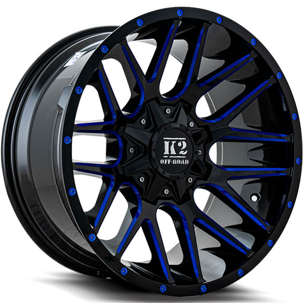 K2 OffRoad K18 Venom Gloss Black with Blue Milled Spokes