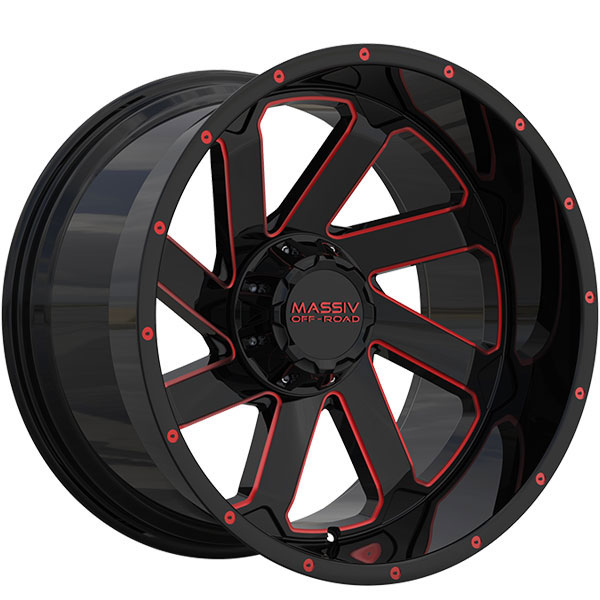 Massiv Offroad OR4 Gloss Black with Red Milled Spokes