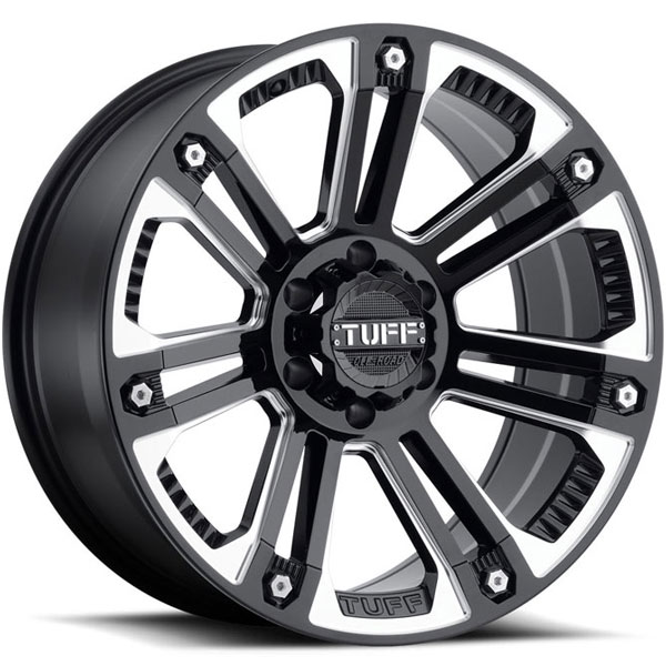 Tuff T22 Gloss Black with Milled Spokes and Stainless Steel Bolts