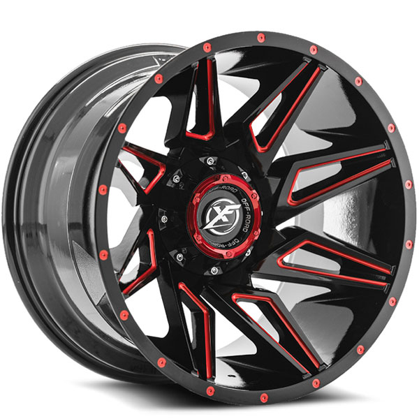 XF Off-Road XF-218 Gloss Black with Red Milled Spokes